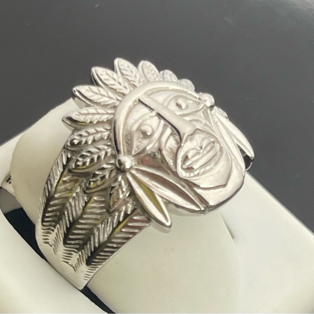 Solid 925 Silver Abstract Size 10 Mens Ring - image 3